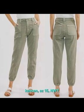 KanCan Olive Green High-Rise Utility Joggers